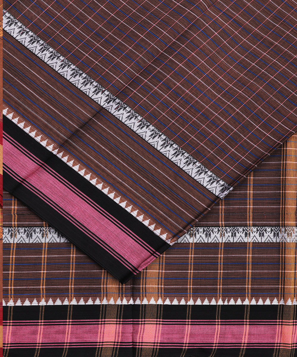 Mocha brown color handloom narayanpet cotton saree