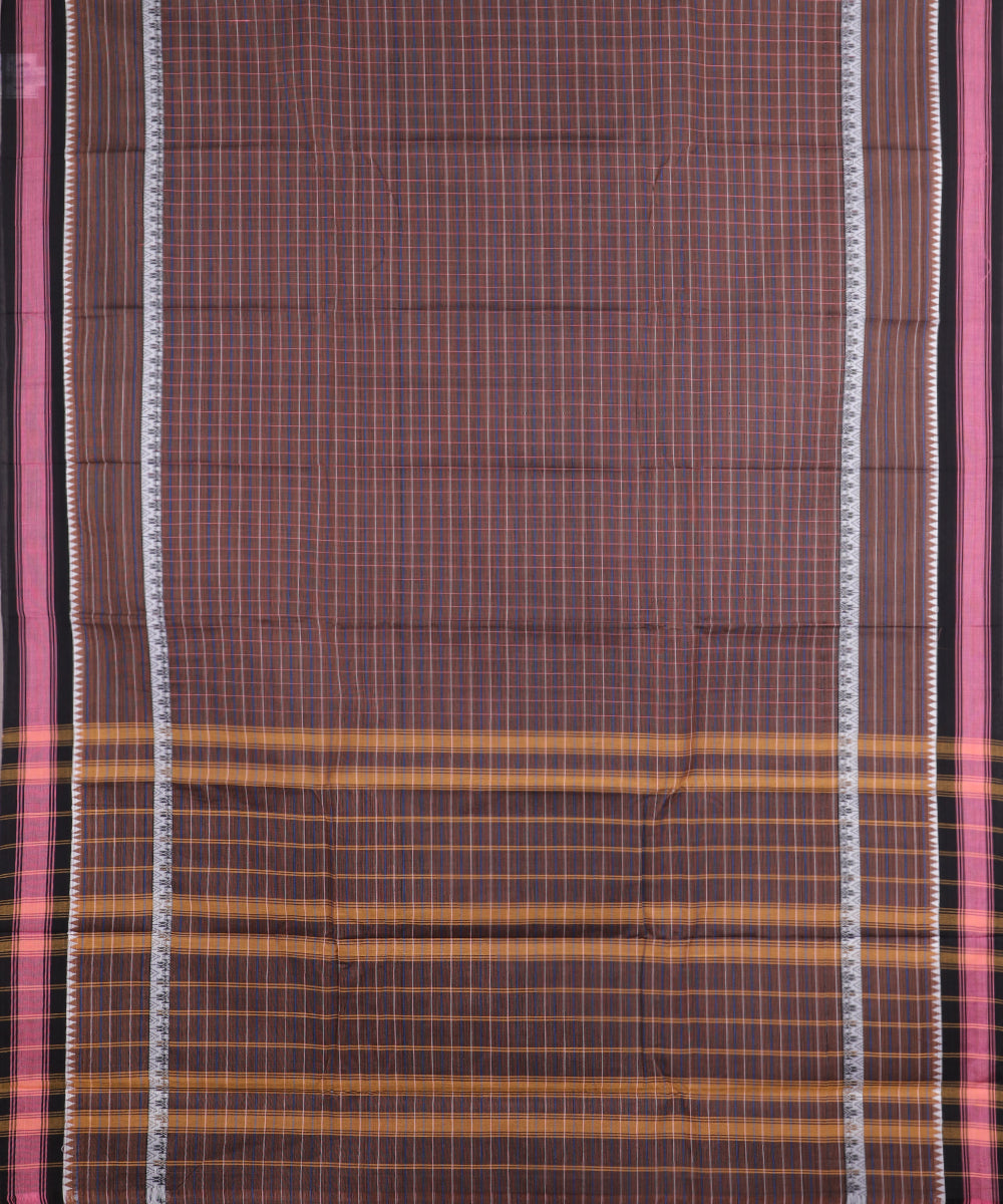 Mocha brown color handloom narayanpet cotton saree