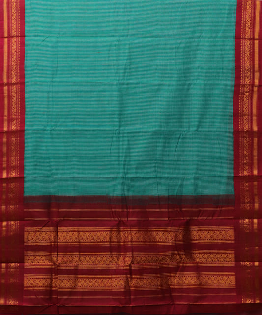 Pine green color Gadwal cotton saree