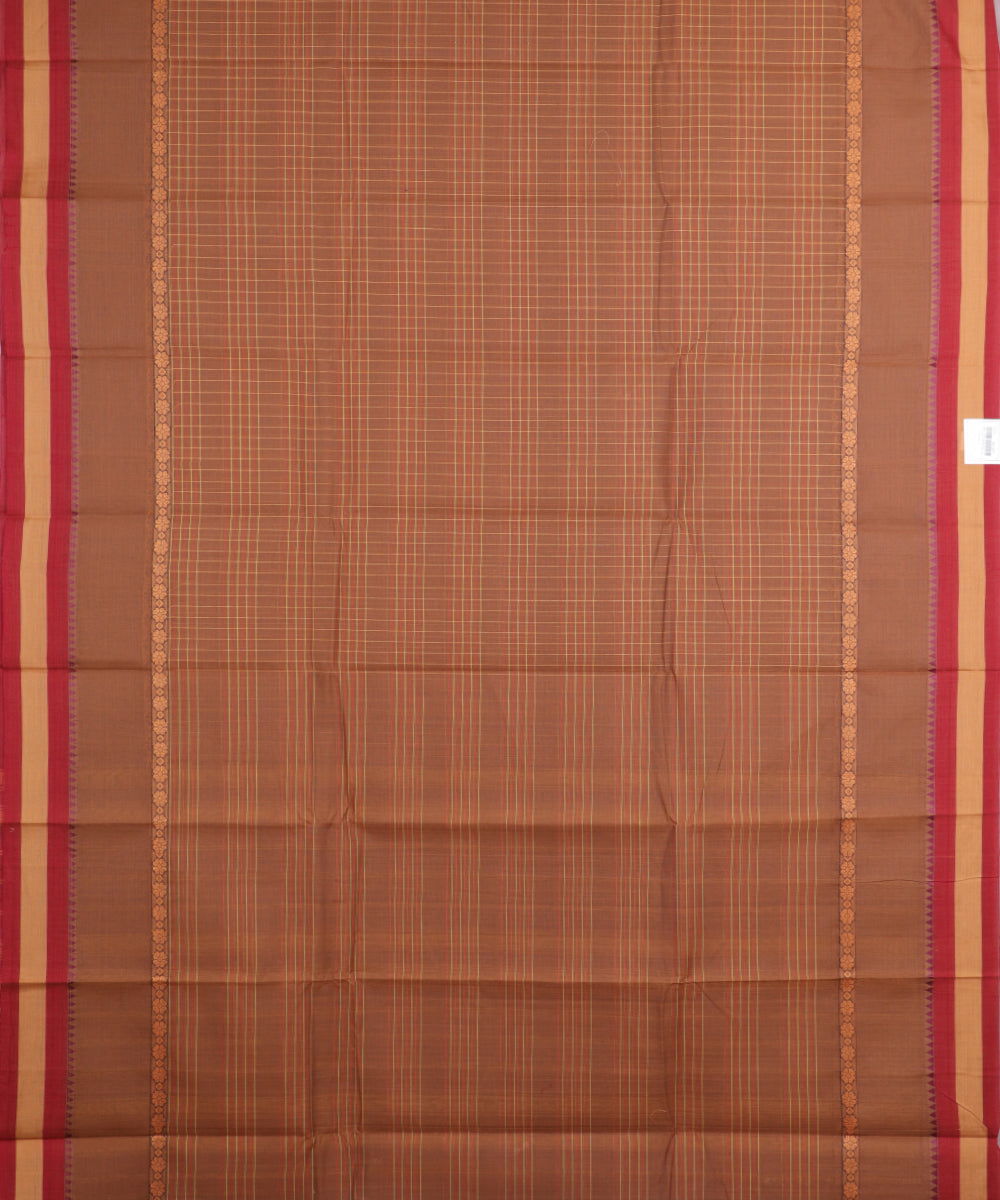 Caramel brown color handloom narayanpet cotton saree