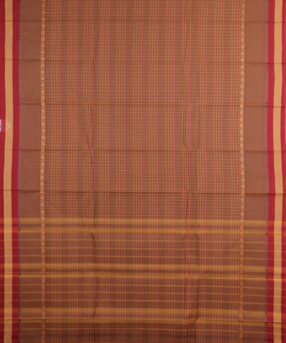 Caramel brown color handloom narayanpet cotton saree