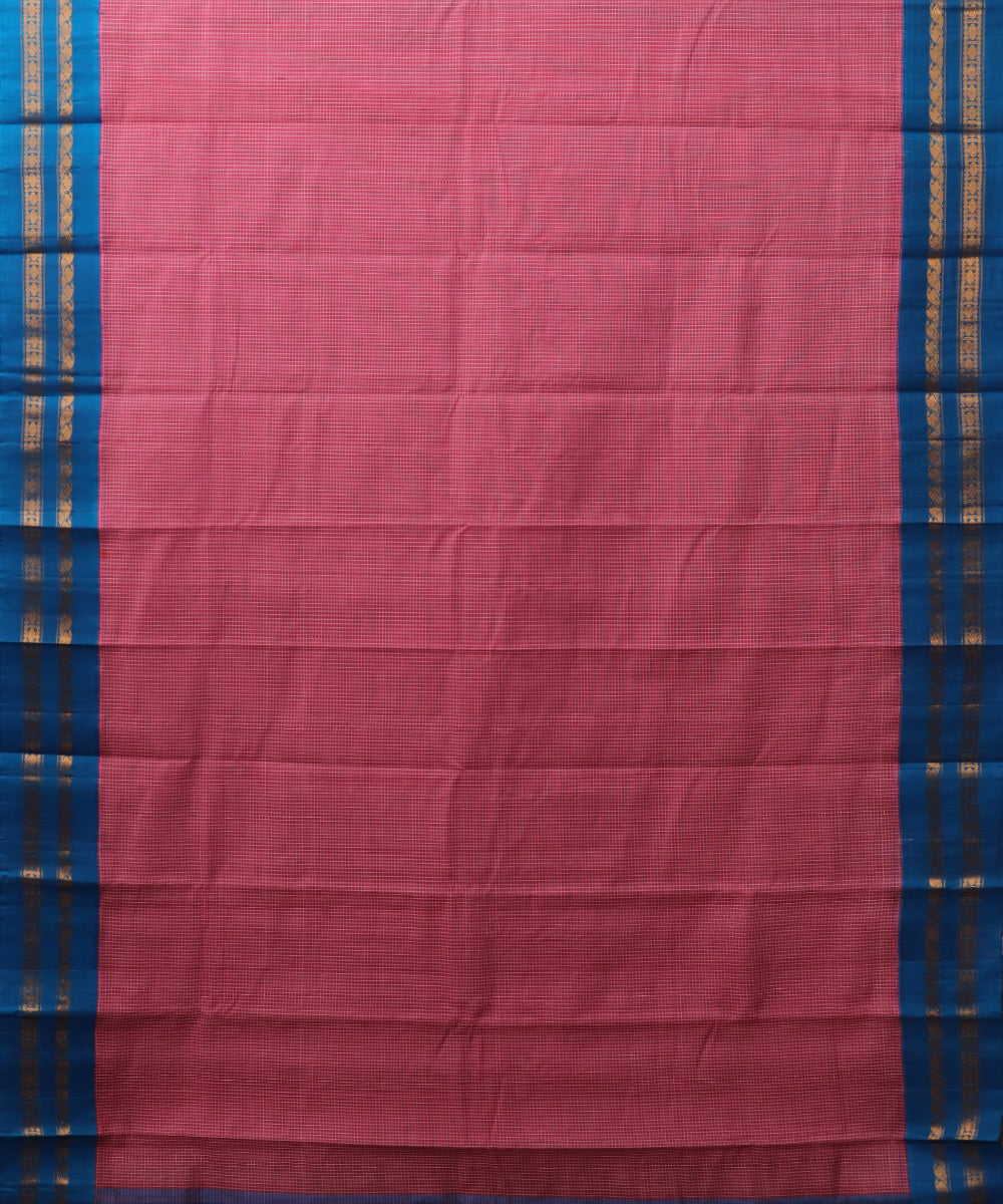 Brick pink color Gadwal cotton saree