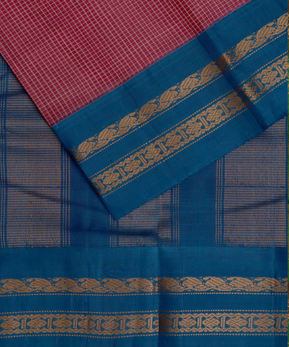 Brick pink color Gadwal cotton saree