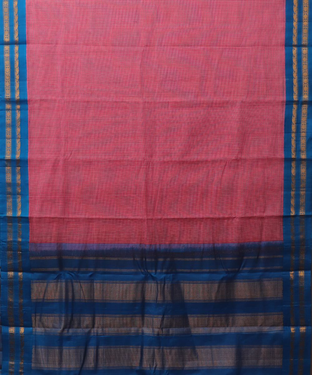 Brick pink color Gadwal cotton saree