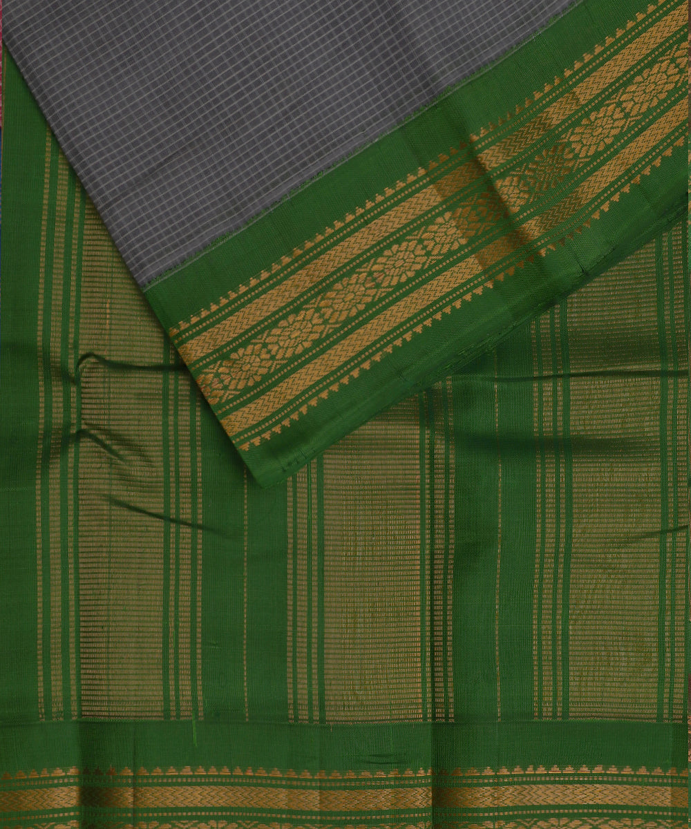 Iron gray color Gadwal cotton saree