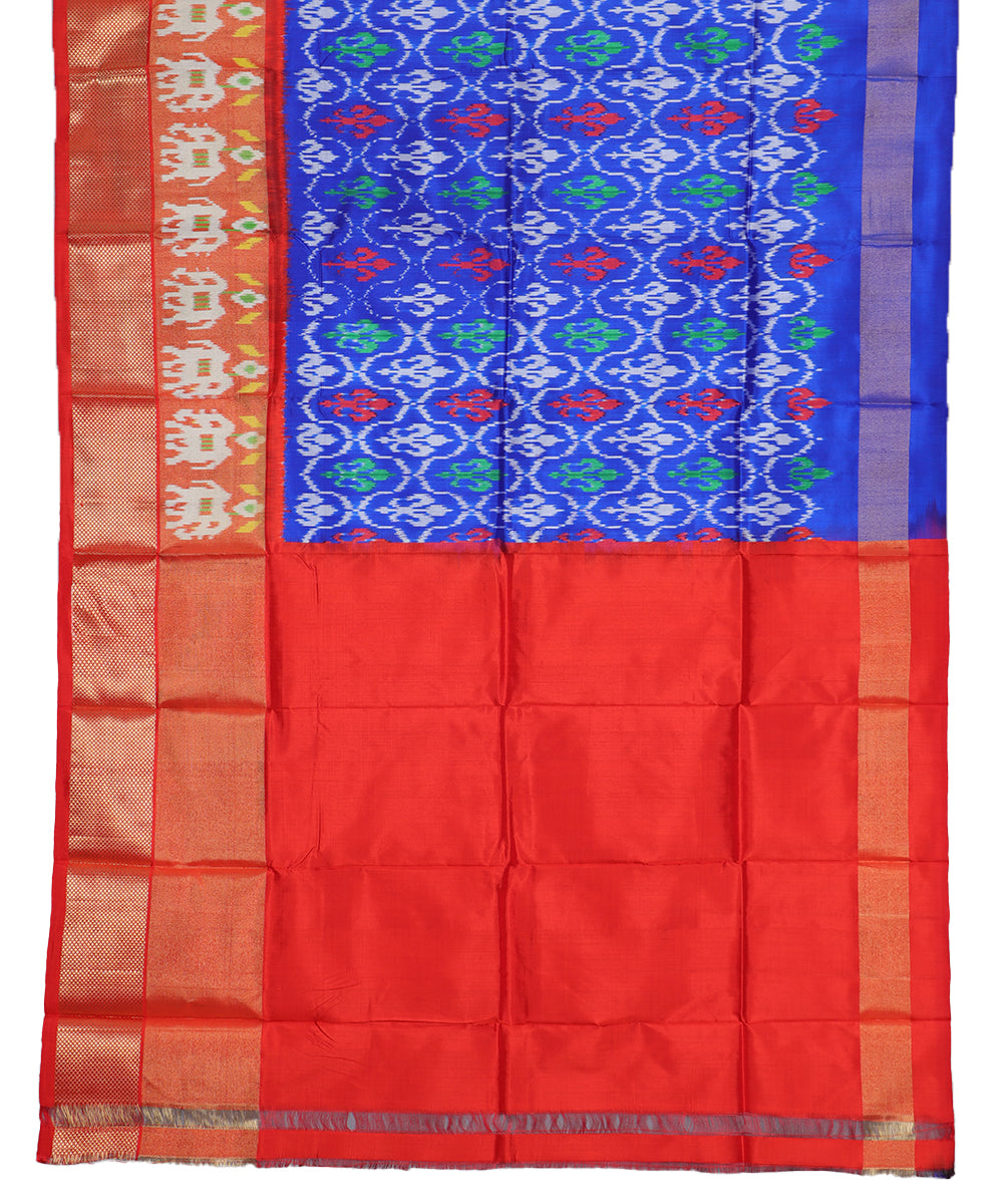 Blue color handloom silk ikath pavada