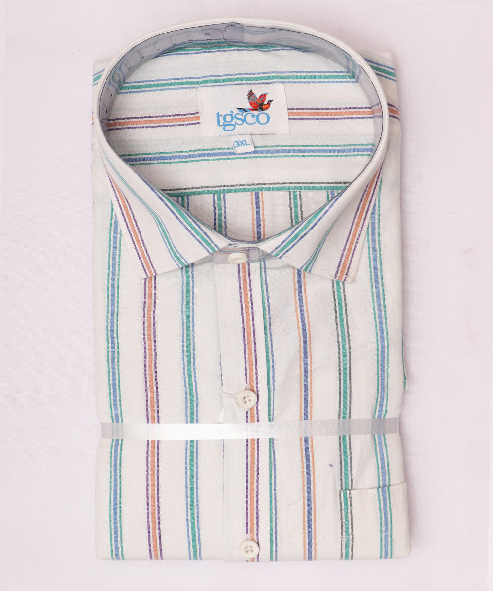 White color handloom pochampally shirt