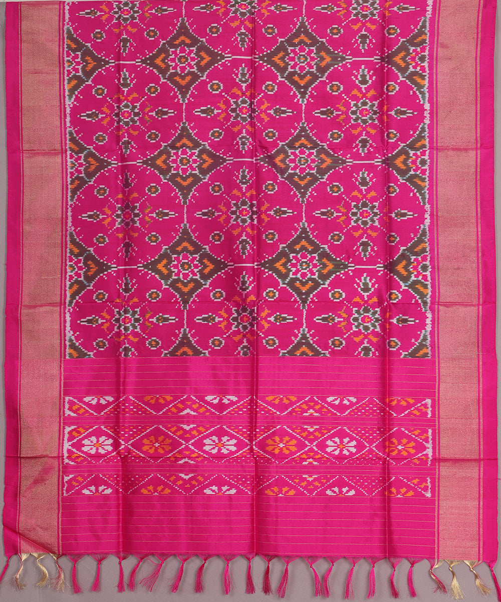 Ruby pink handloom silk dupatta