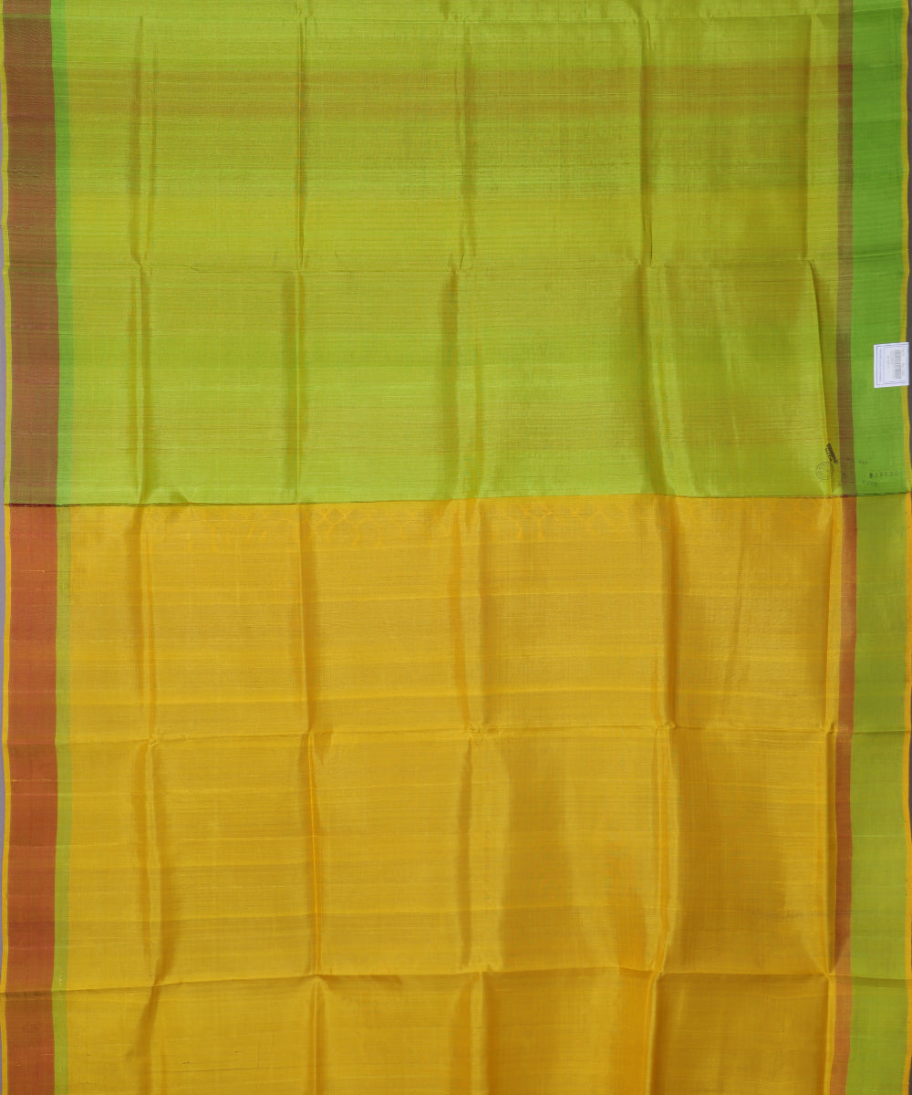 Parrot green color handloom tussar silk saree