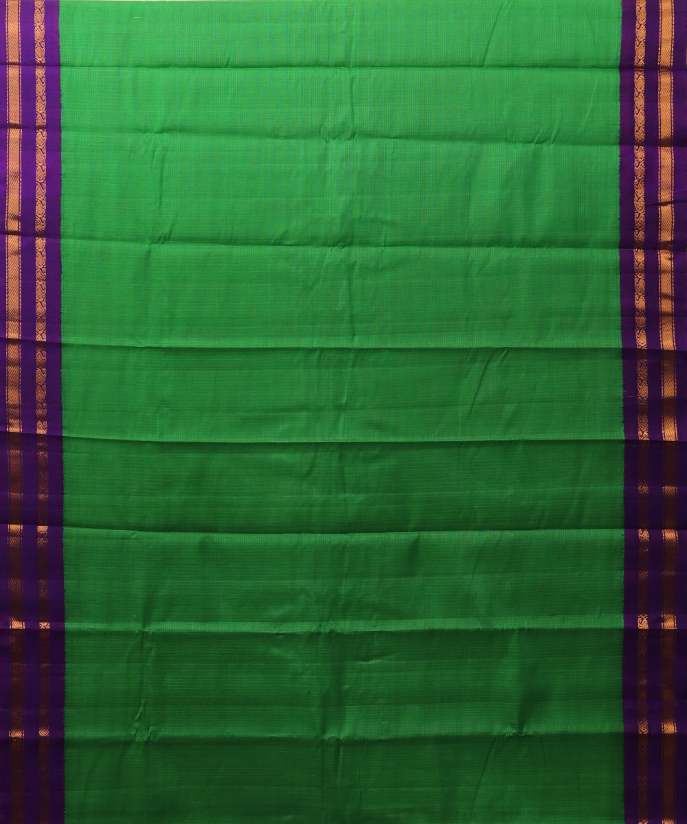 Parrot green color Gadwal cotton saree