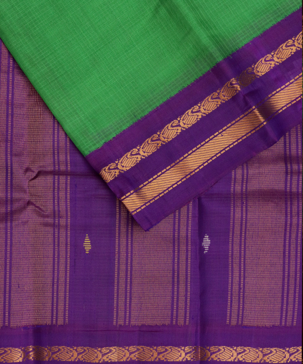 Parrot green color Gadwal cotton saree