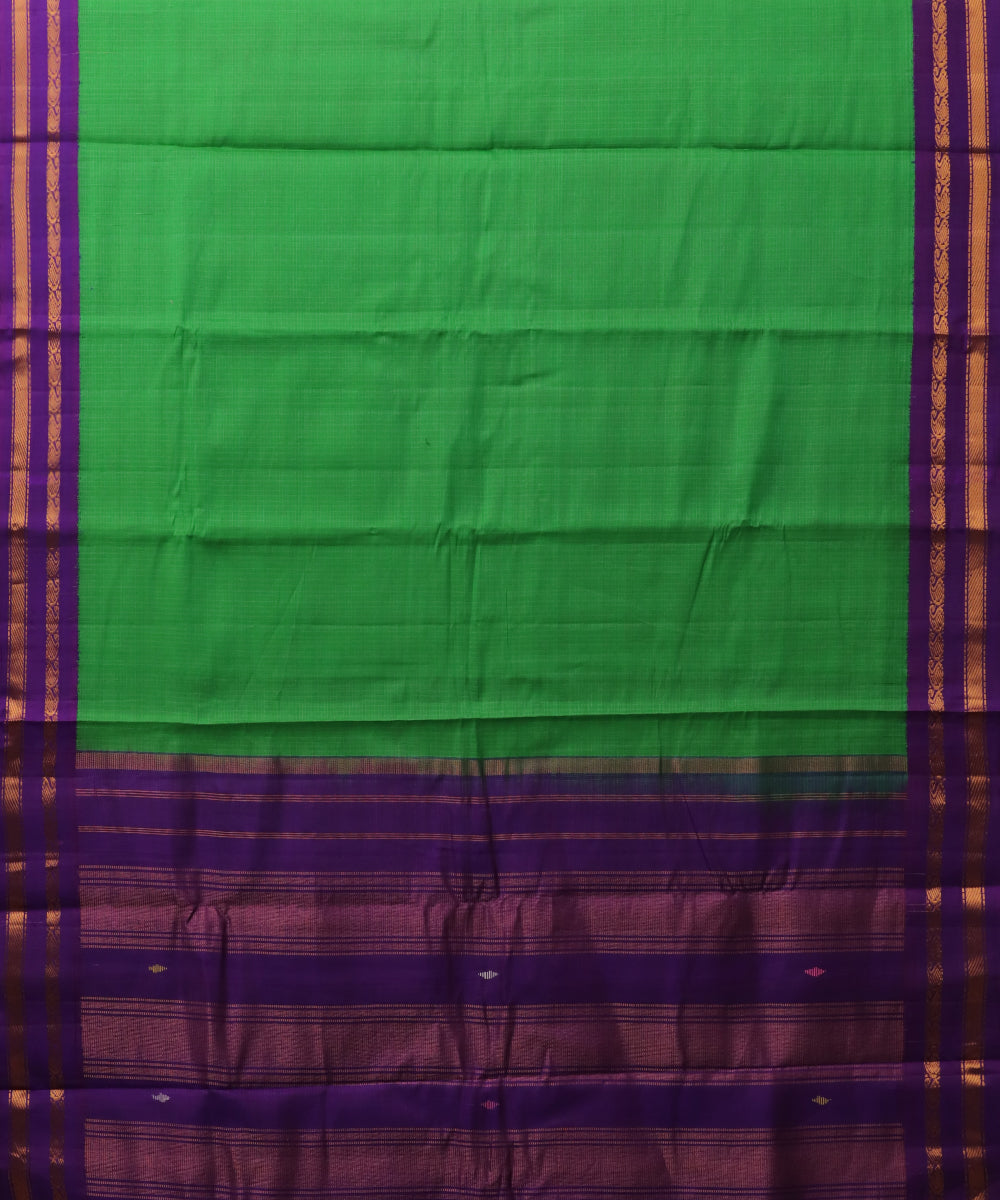 Parrot green color Gadwal cotton saree