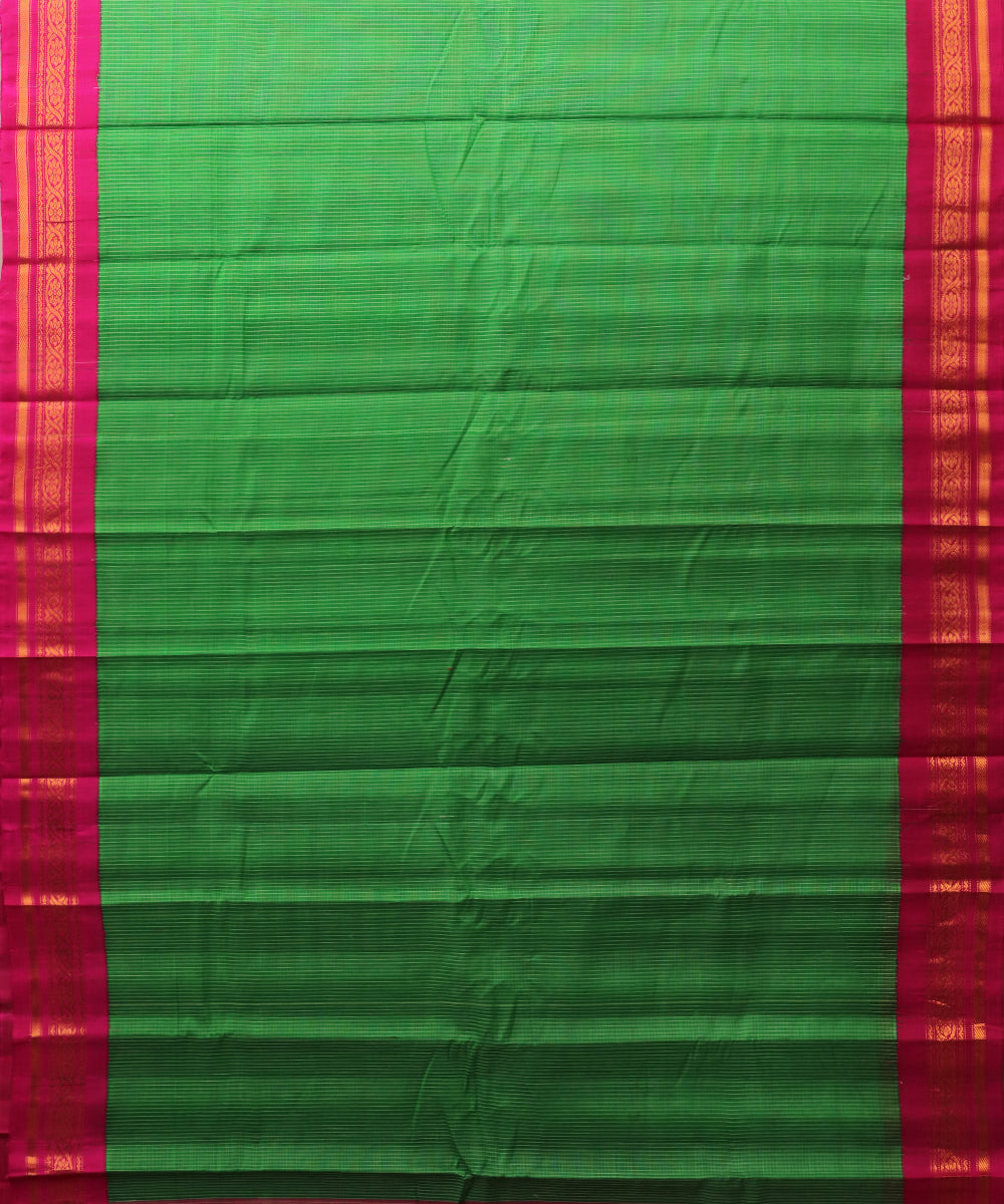 Forest green color Gadwal cotton saree