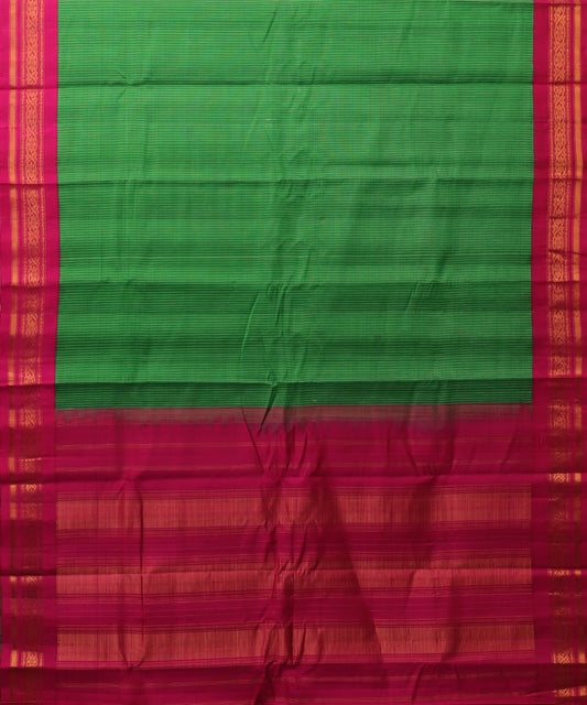 Forest green color Gadwal cotton saree