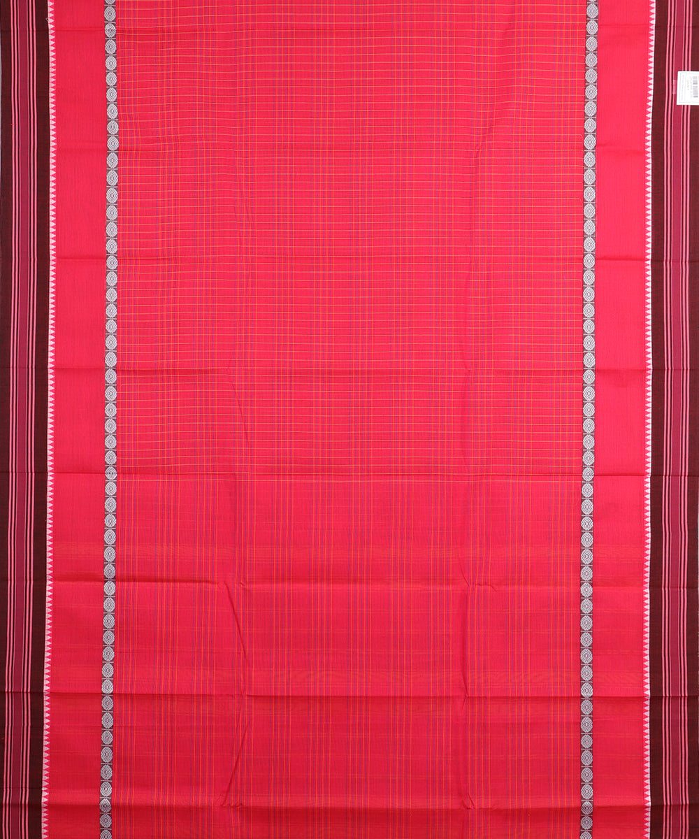 Imperial red color handloom narayanpet cotton saree