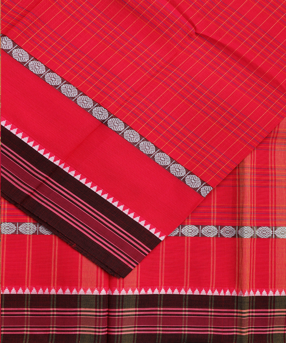 Imperial red color handloom narayanpet cotton saree