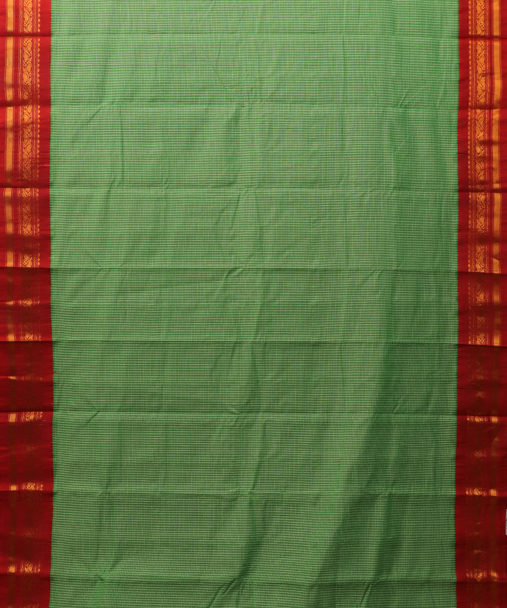 Fern green color Gadwal cotton saree