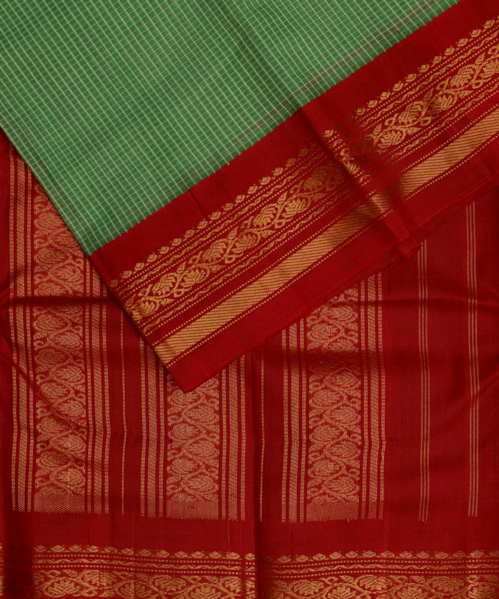 Fern green color Gadwal cotton saree