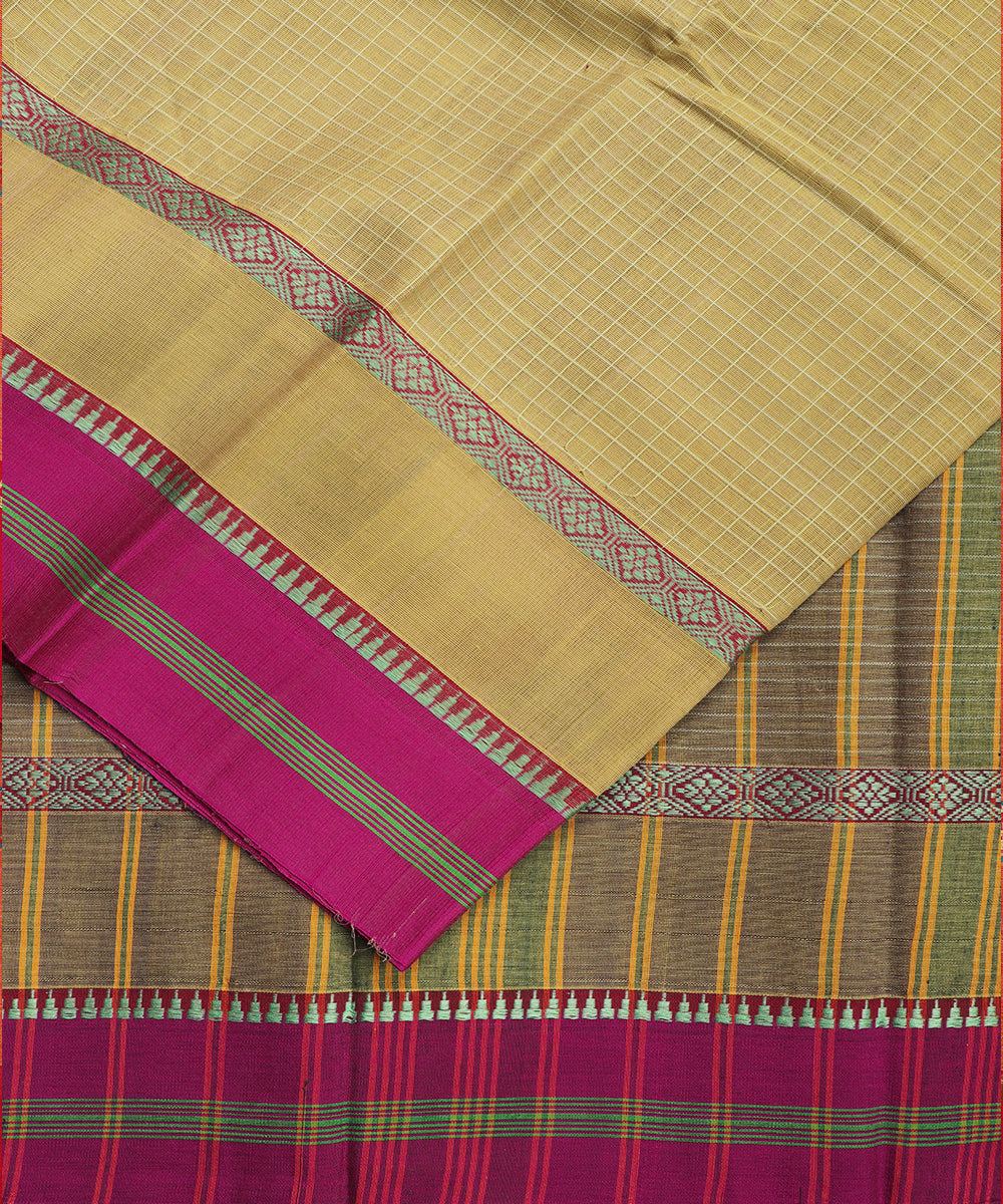 Moss green color handloom narayanpet cotton saree