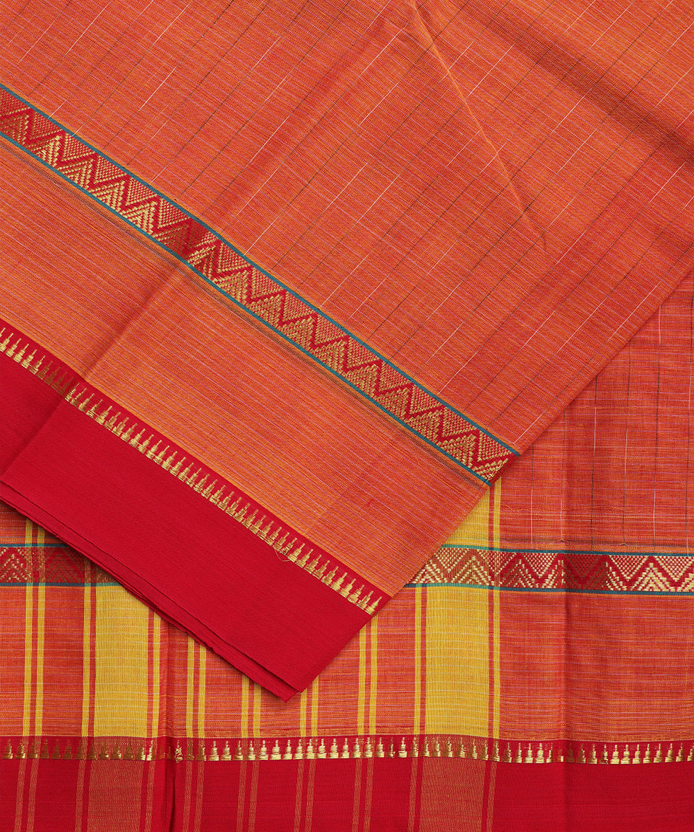 Russet color handloom narayanpet cotton saree