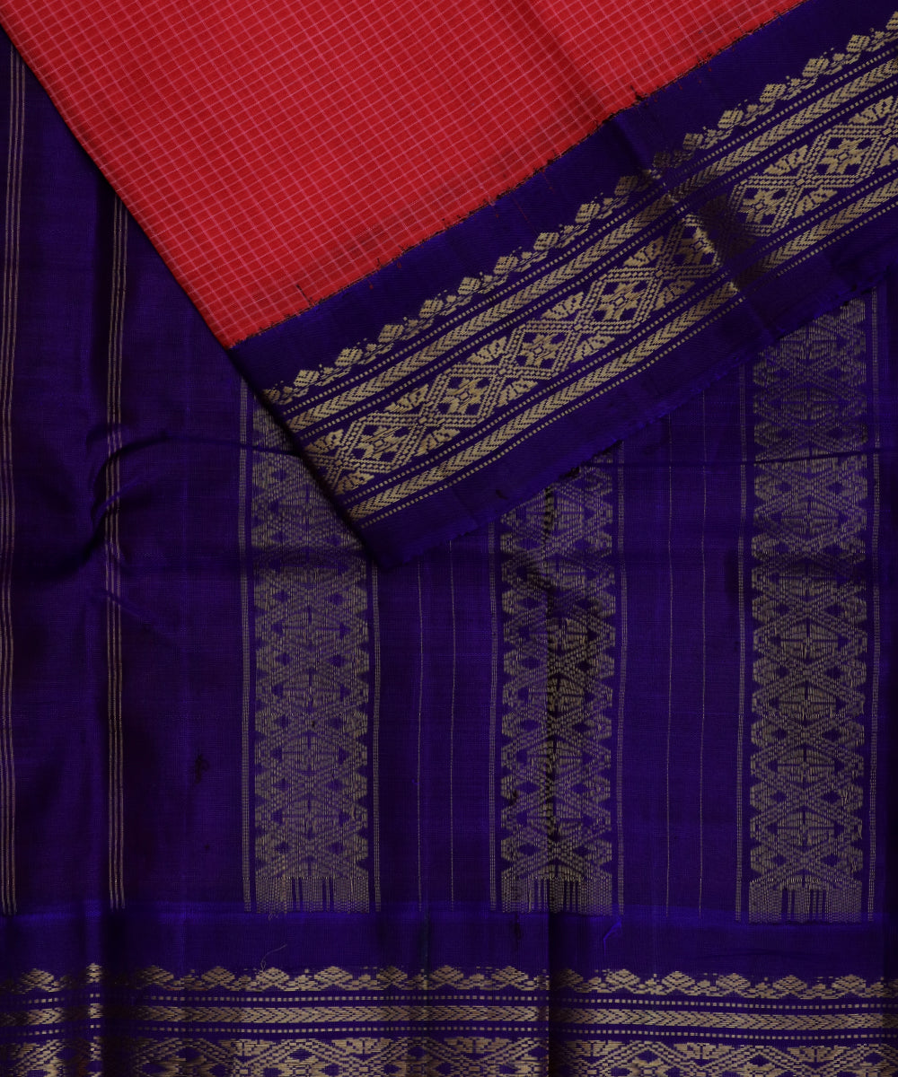 Imperial red color Gadwal cotton saree