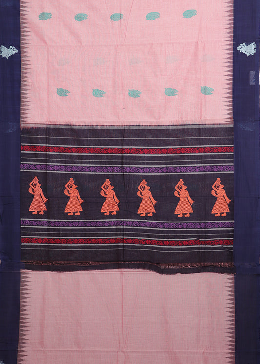 Flamingo pink color gollabhama cotton saree