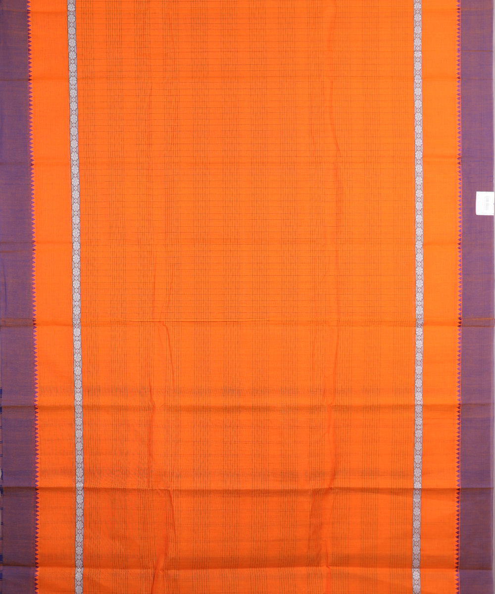 Tiger orange color handloom narayanpet cotton saree