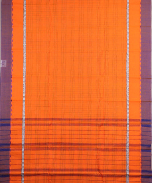 Tiger orange color handloom narayanpet cotton saree