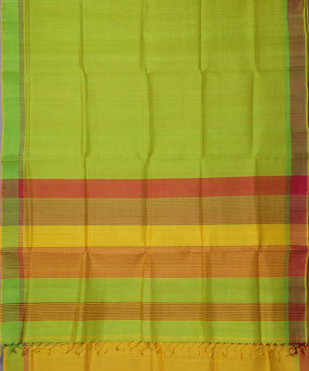 Parrot green color handloom tussar silk saree