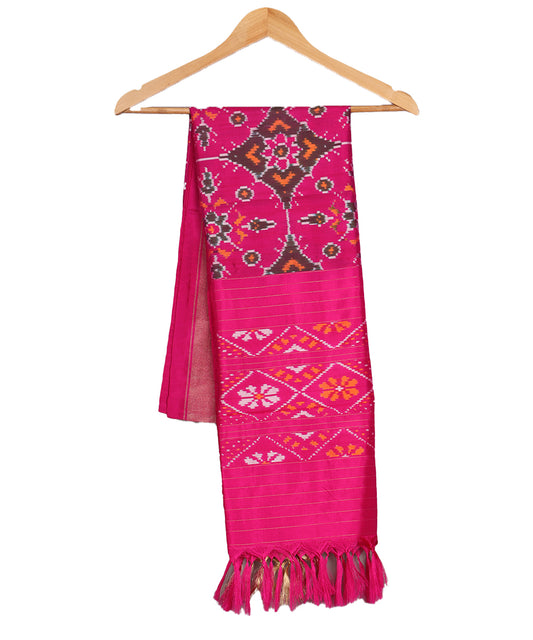 Ruby pink handloom silk dupatta