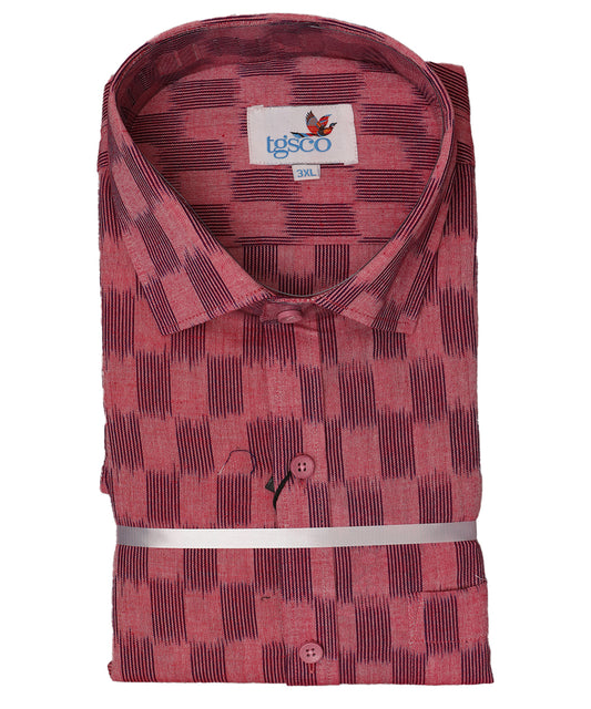 Persian red color handloom pochampally shirt