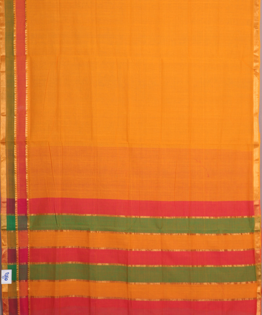 Gold orange color handloom mangalagiri cotton saree