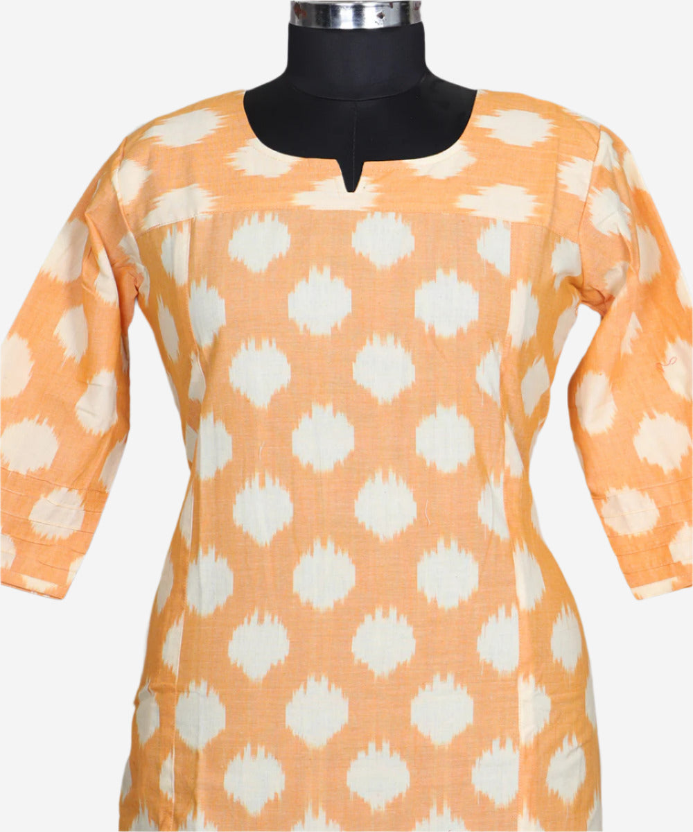 Tangerine orange color handloom pochampally ikat top