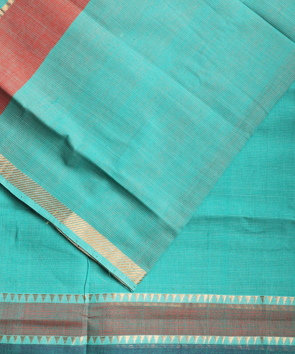 Turkish blue color handloom mangalagiri cotton saree
