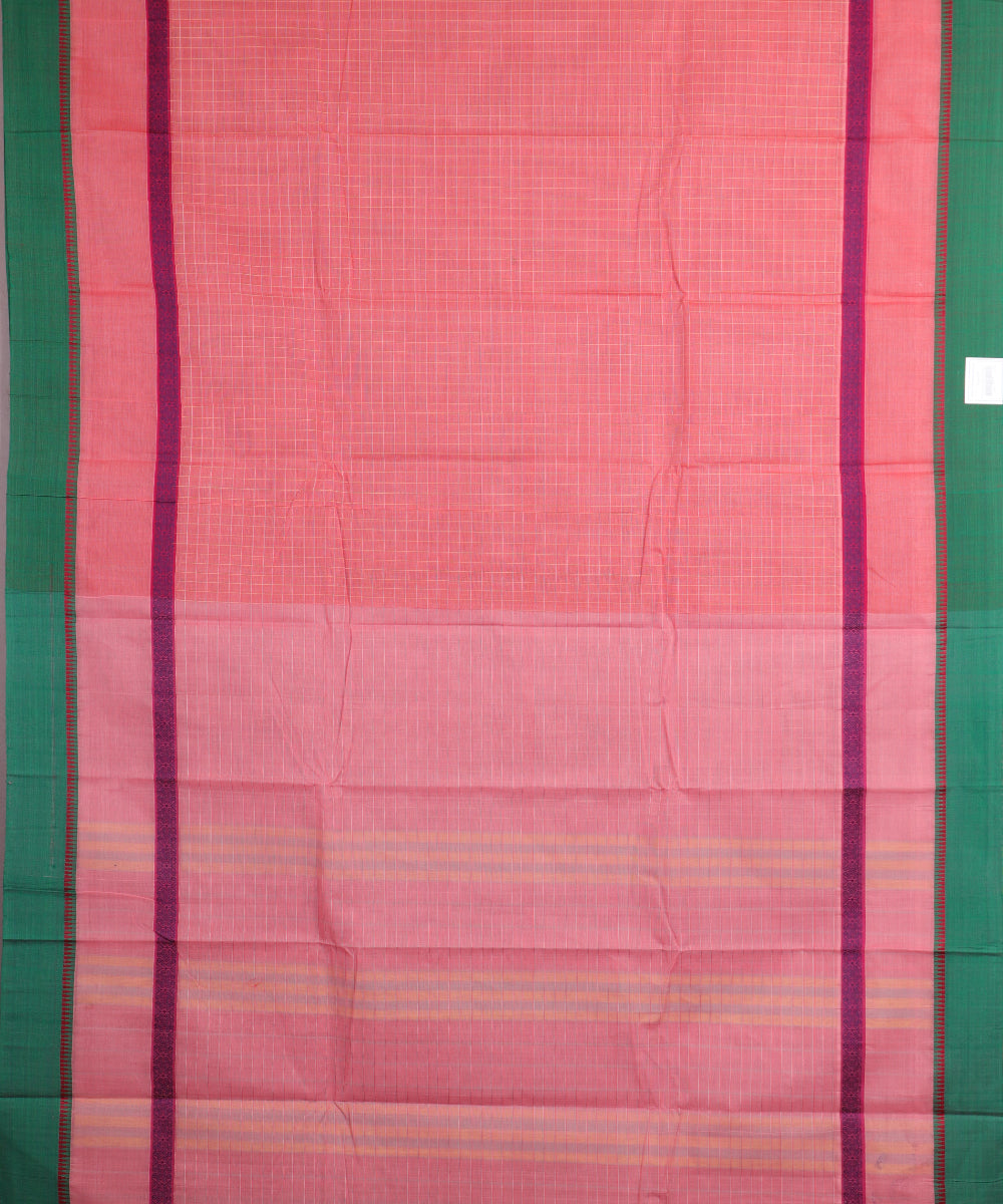 Brick pink color handloom narayanpet cotton saree