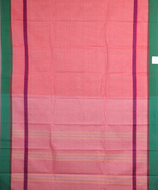 Brick pink color handloom narayanpet cotton saree