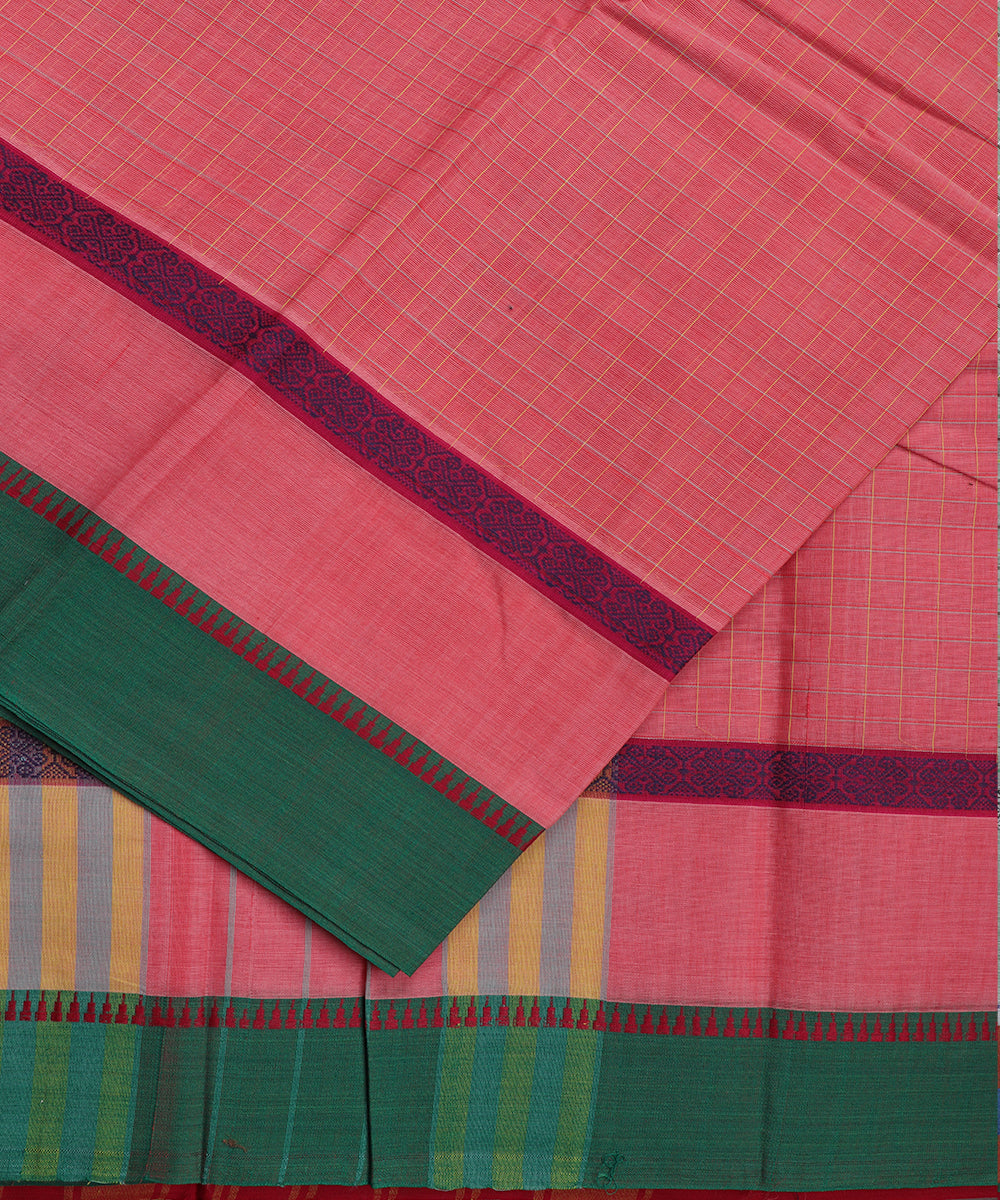 Brick pink color handloom narayanpet cotton saree