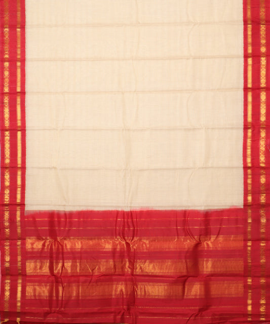 Cream color handloom Gadwal cotton saree