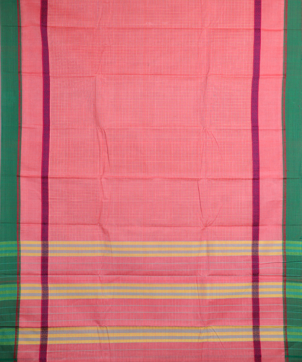 Brick pink color handloom narayanpet cotton saree