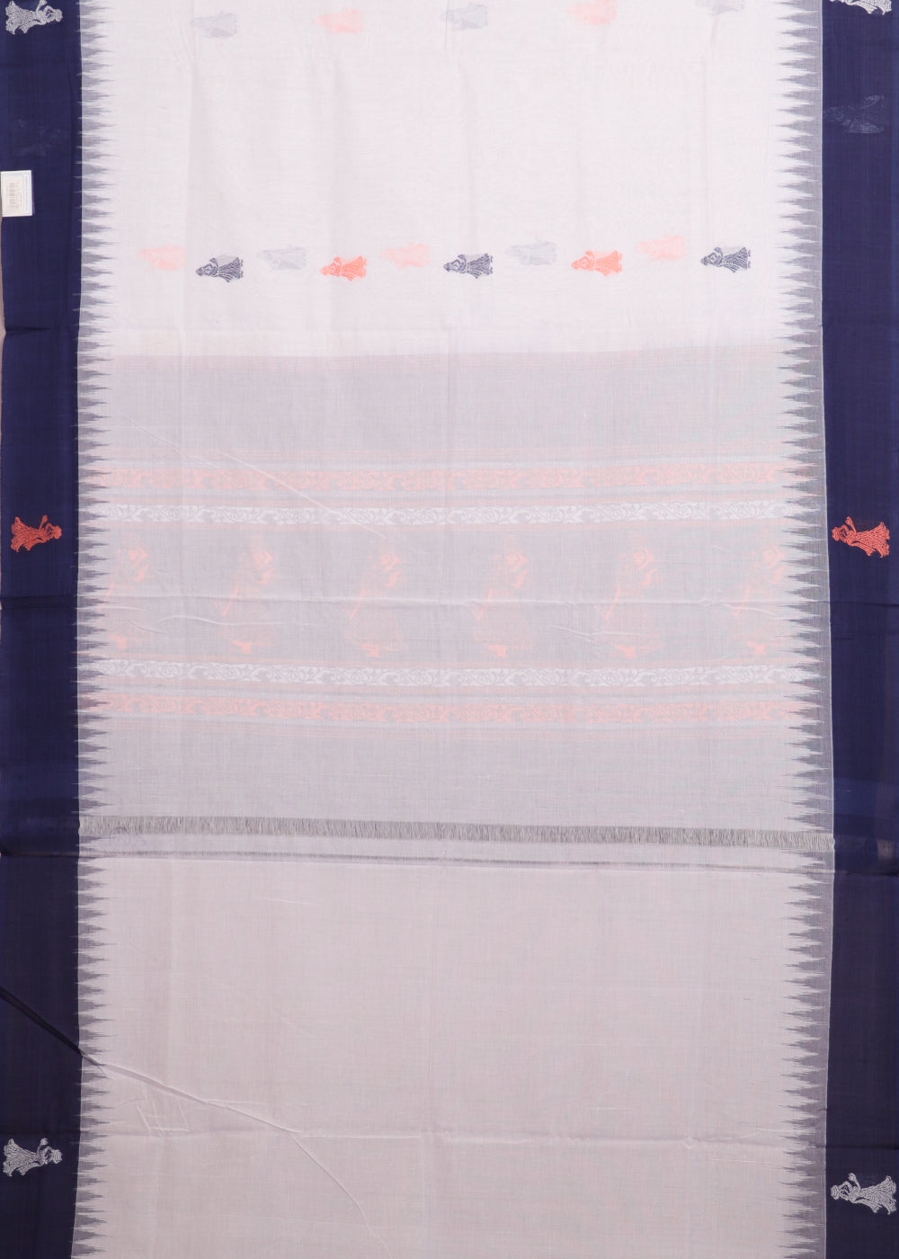 Half white color gollabhama cotton saree