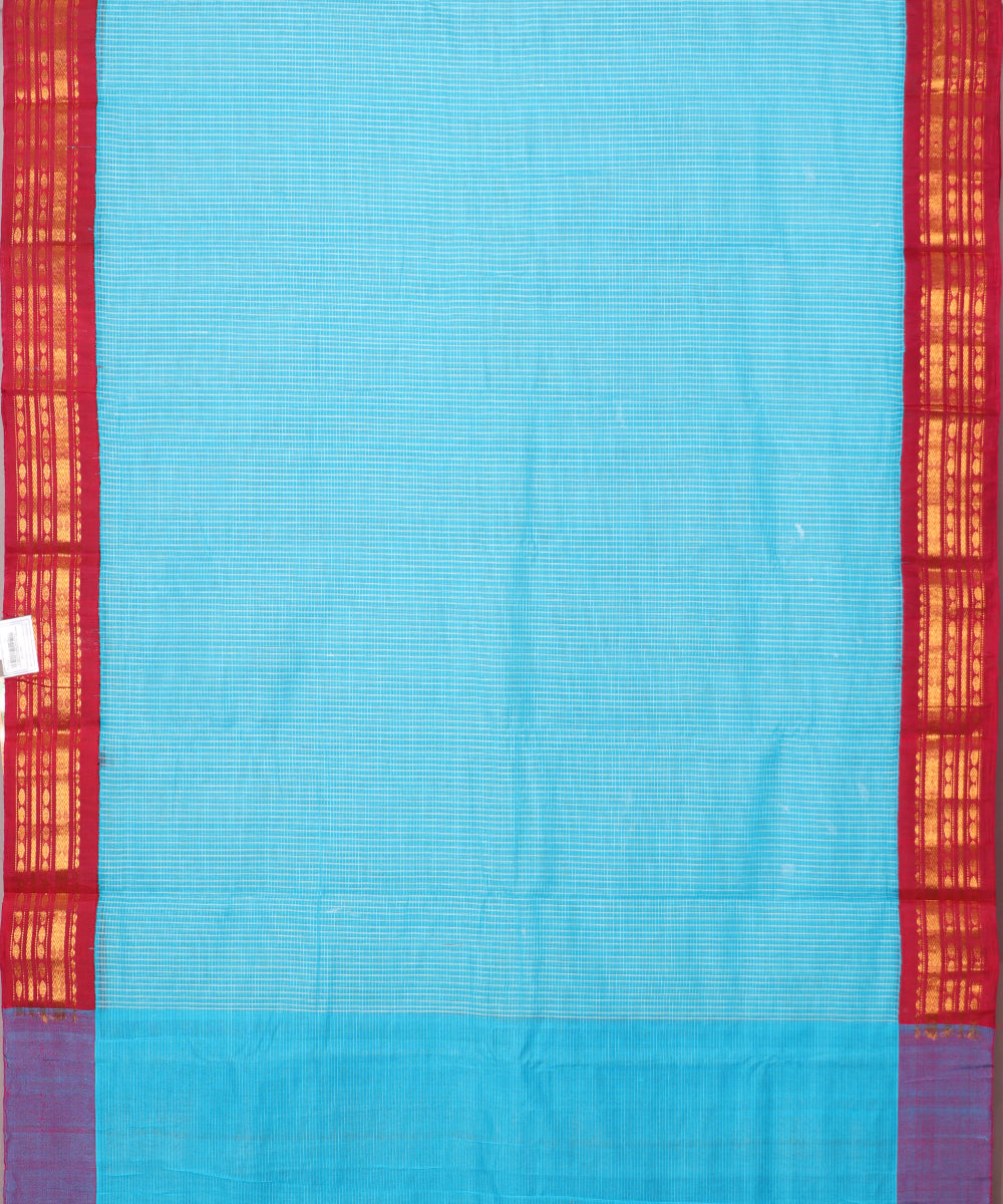 Olympic blue color handloom Gadwal cotton saree