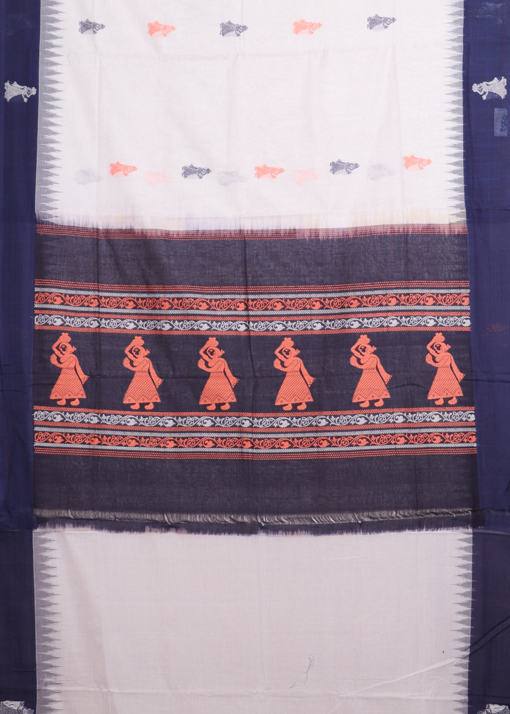 Half white color gollabhama cotton saree