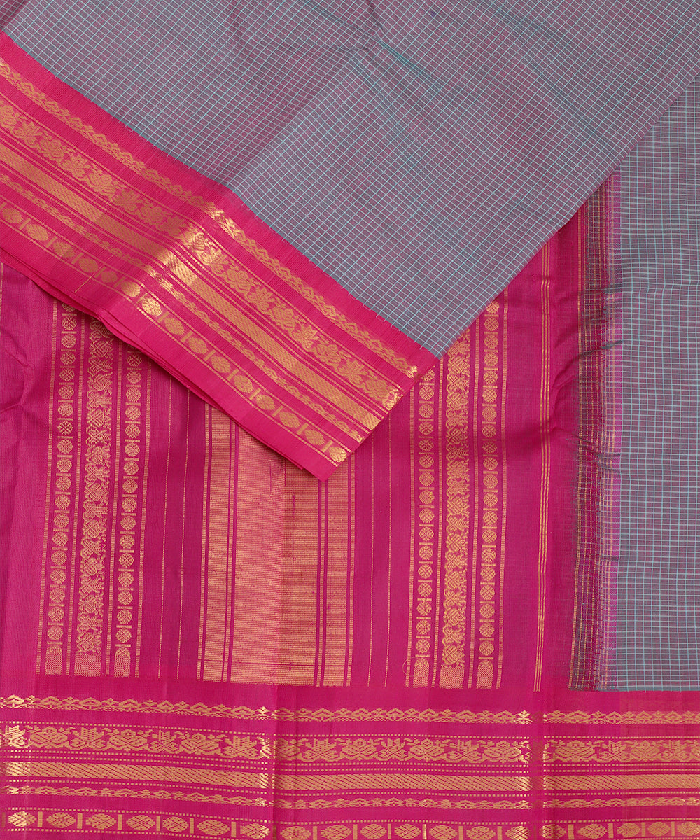 Grape violet shade handloom Gadwal cotton saree