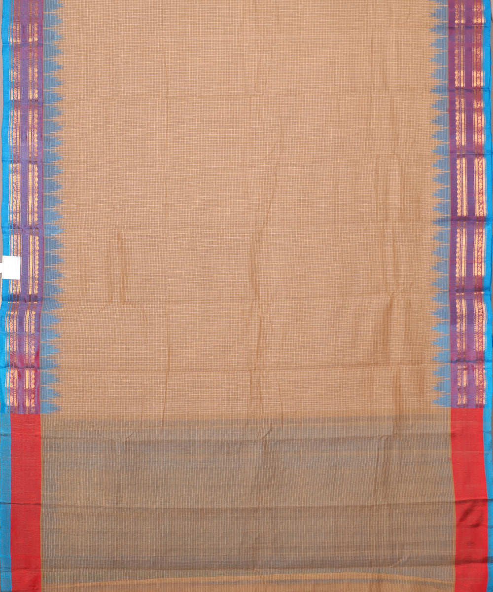 Tortilla brown color handloom Gadwal cotton saree