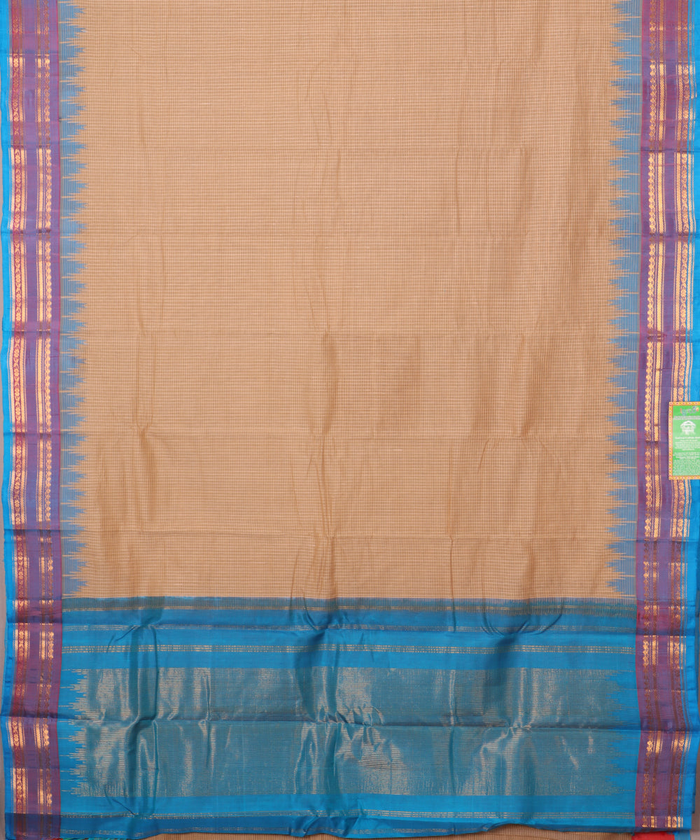 Tortilla brown color handloom Gadwal cotton saree