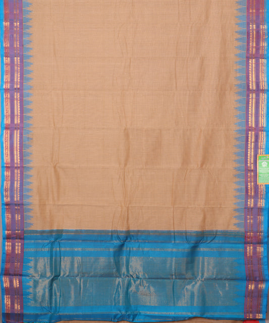 Tortilla brown color handloom Gadwal cotton saree