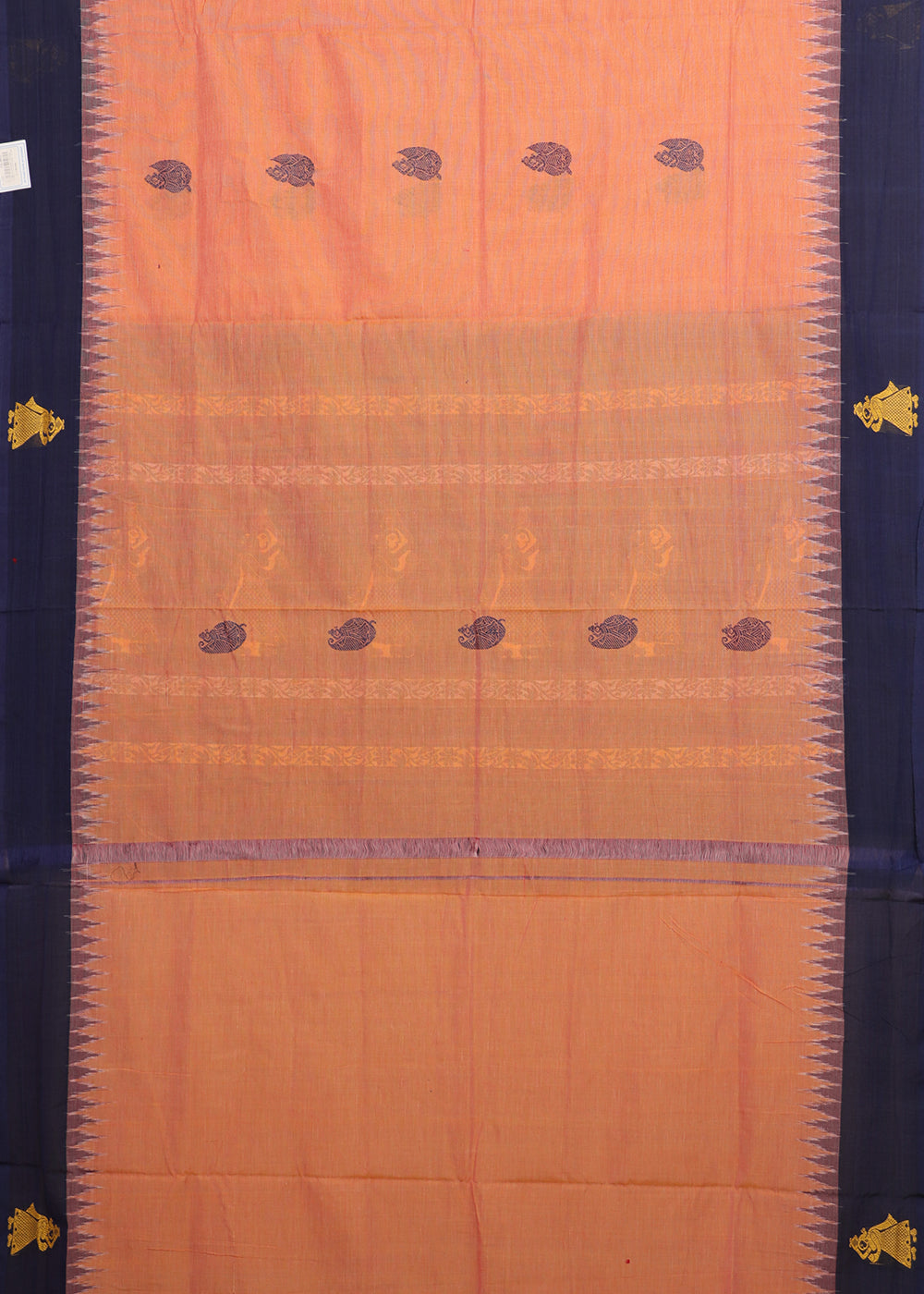 Ochre orange color gollabhama cotton saree