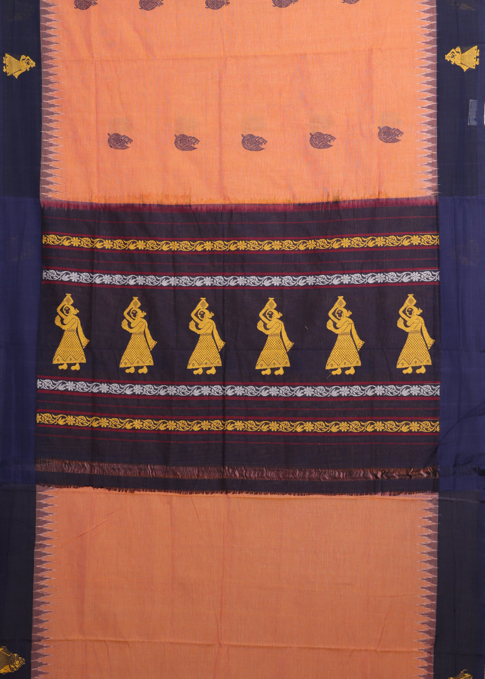 Ochre orange color gollabhama cotton saree