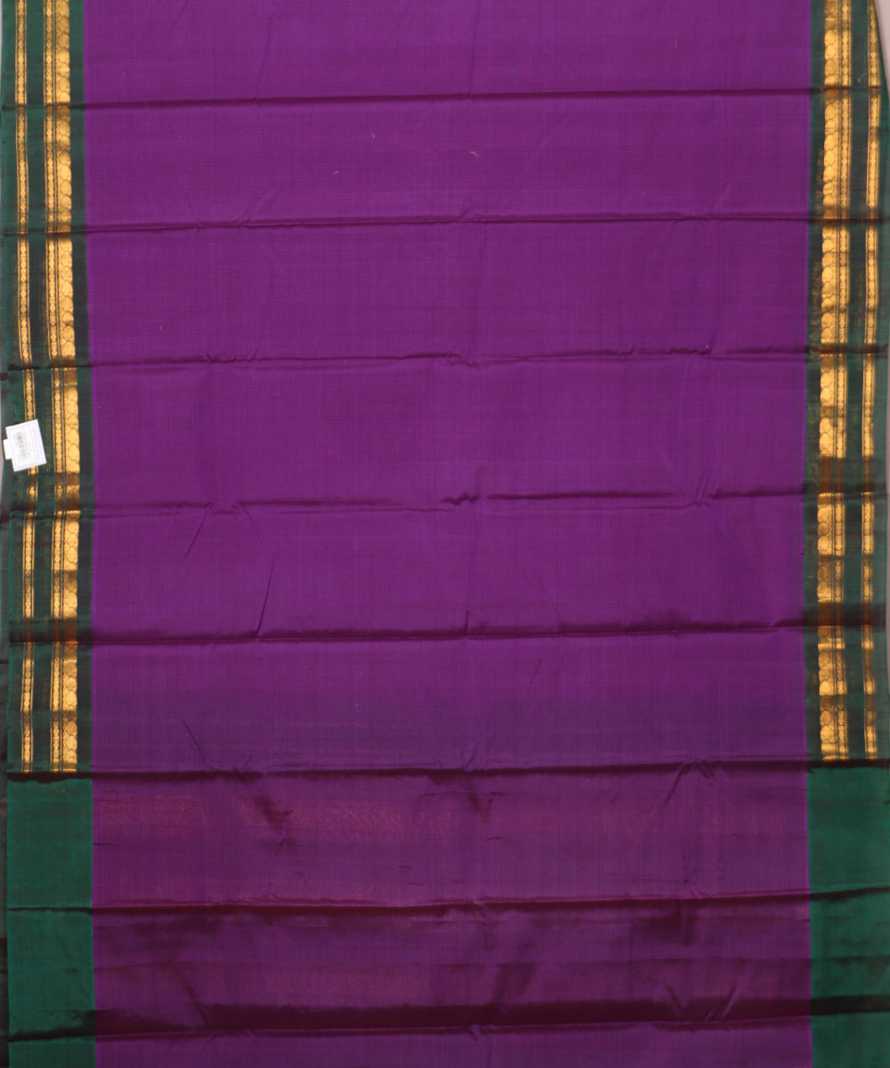 Dark purple color handloom Gadwal cotton saree