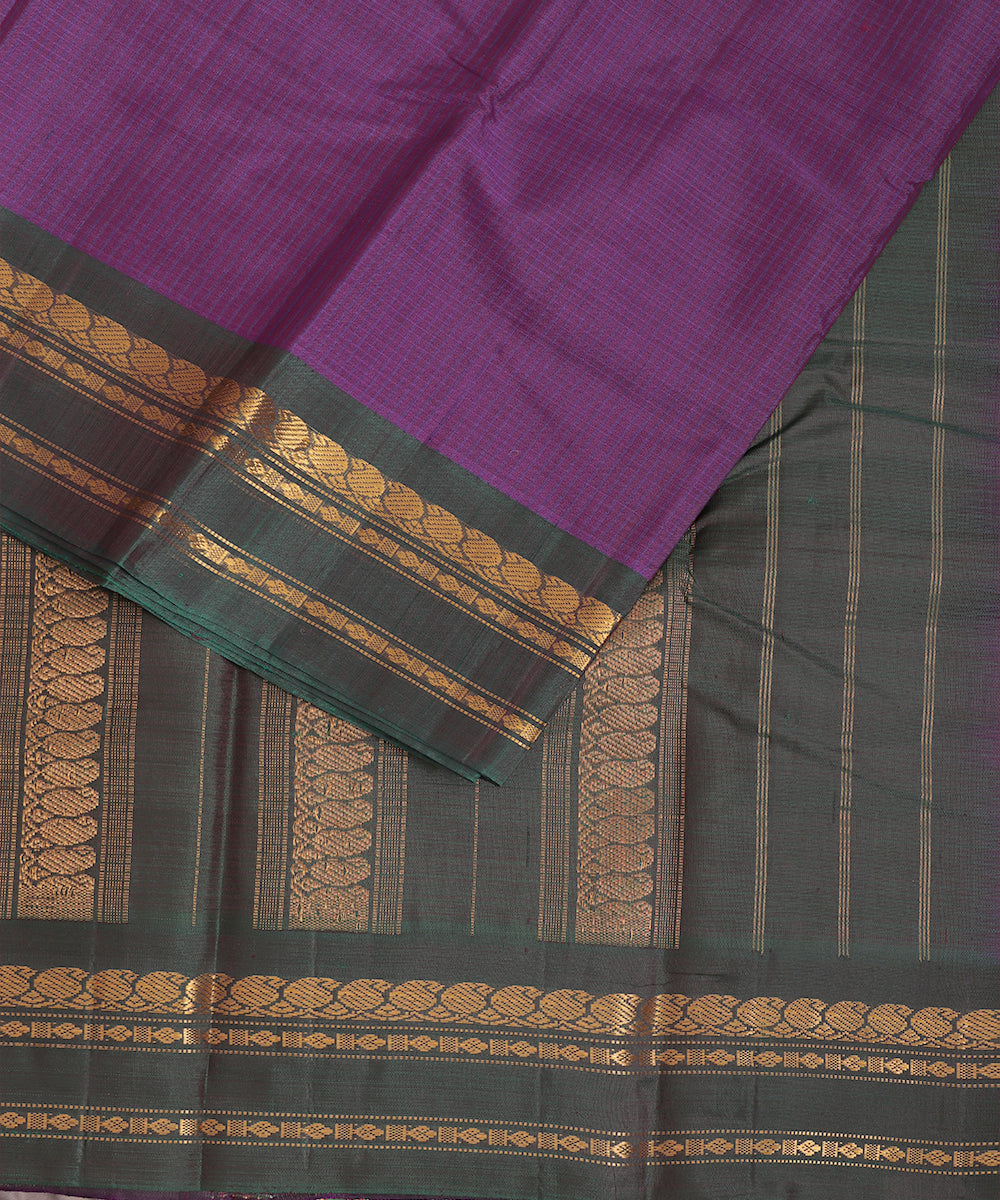 Dark purple color handloom Gadwal cotton saree